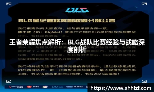 王者荣耀焦点解析：BLG战队比赛经验与战略深度剖析